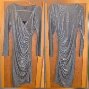 Only hearts medium sparkly silver roughed long-sleeved dress w/ slip under
